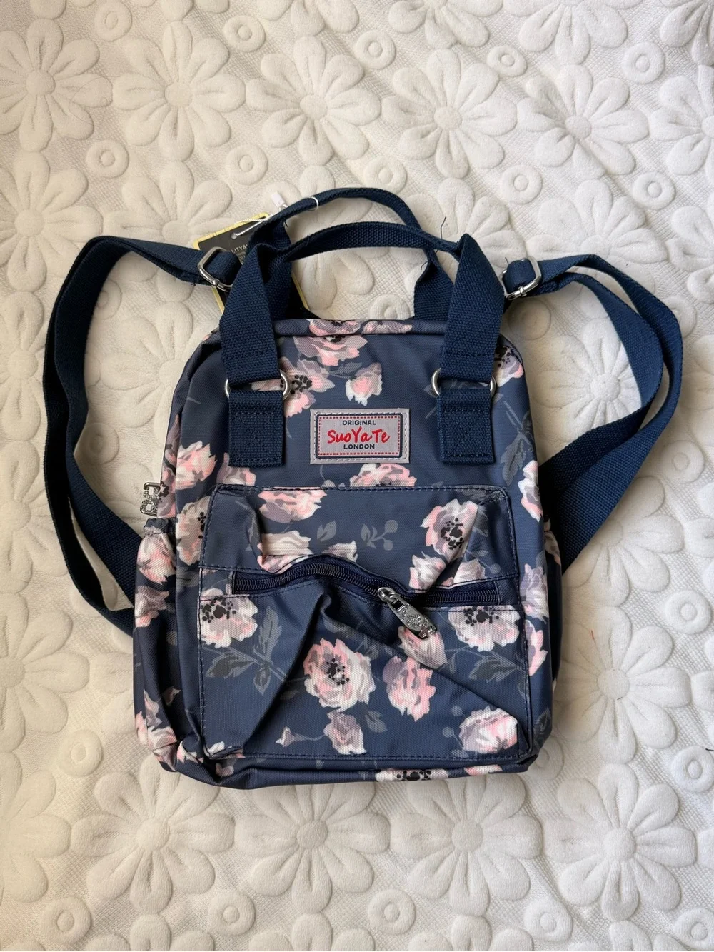 New Floral Waterproof Nylon small Backpack Purse | Multi-Pocket